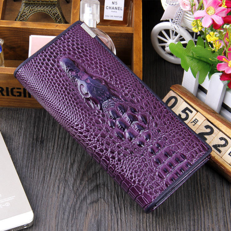 Women Wallet Female Coin Purses Holders Brand Genuine Leather 3D Embossing Alligator Ladies Crocodile Long Clutch Wallets-Dollar Bargains Online Shopping Australia