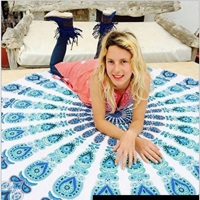 150cm Bedding Outlet Round Beach Towel Fire Peacock Mandala Chiffon Beach Swim Towels Bohemia Bain Para Playa Toallas-Dollar Bargains Online Shopping Australia