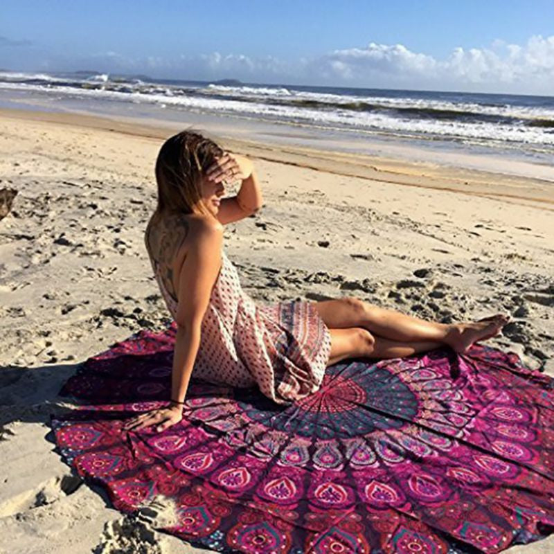 150cm Bedding Outlet Round Beach Towel Fire Peacock Mandala Chiffon Beach Swim Towels Bohemia Bain Para Playa Toallas-Dollar Bargains Online Shopping Australia