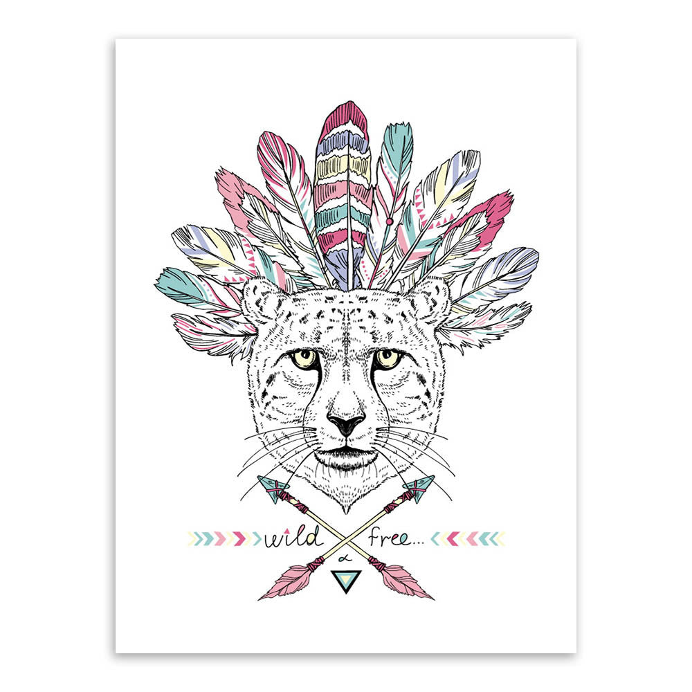 Indian Animals Head Hippie Fashion Deer Horse Zebra A4 Large Art Print Poster Wall Pictures Canvas Painting No Framed Home Decor-Dollar Bargains Online Shopping Australia