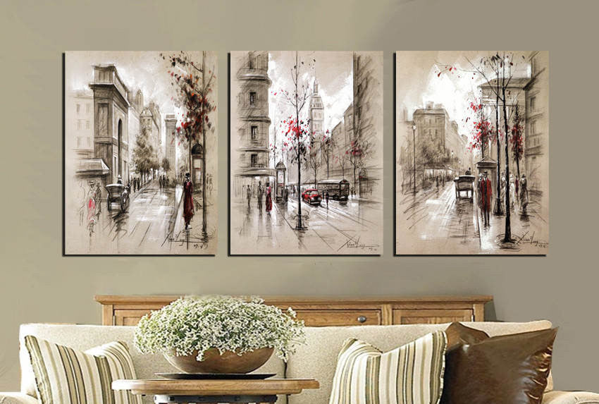 3 Pieces/Set Art Pictures Walking In The Street Alone Decor More Styles On The Wall Printed Canvas Pictures Wall Paintings No Frame-Dollar Bargains Online Shopping Australia