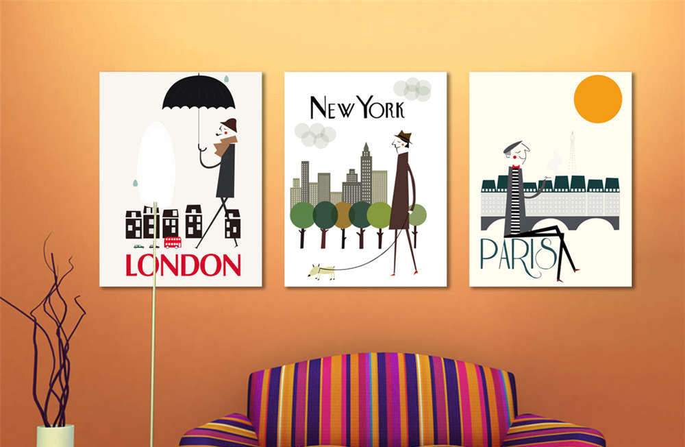 3 Pieces/Set Art Pictures Walking In The Street Alone Decor More Styles On The Wall Printed Canvas Pictures Wall Paintings No Frame-Dollar Bargains Online Shopping Australia