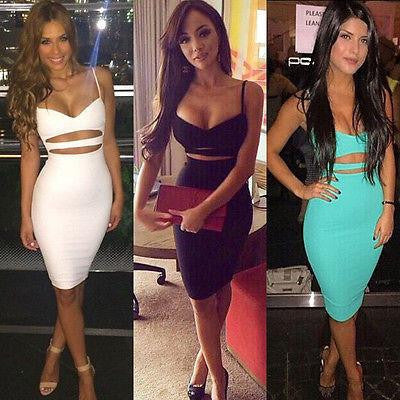Dress Club Wear Women Vestidos Summer Sleeveless Bodycon Dress Cotton White Black Midi Pencil Bandage Party Dresses