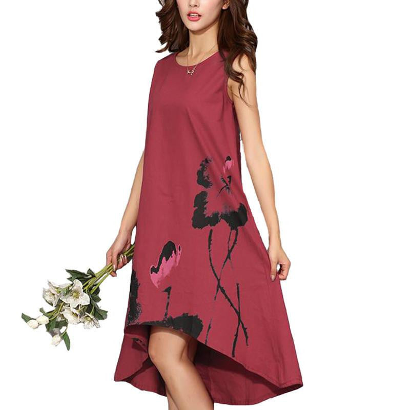 Women dress vintage long dress party linen dresses ladies casual maxi dress robe