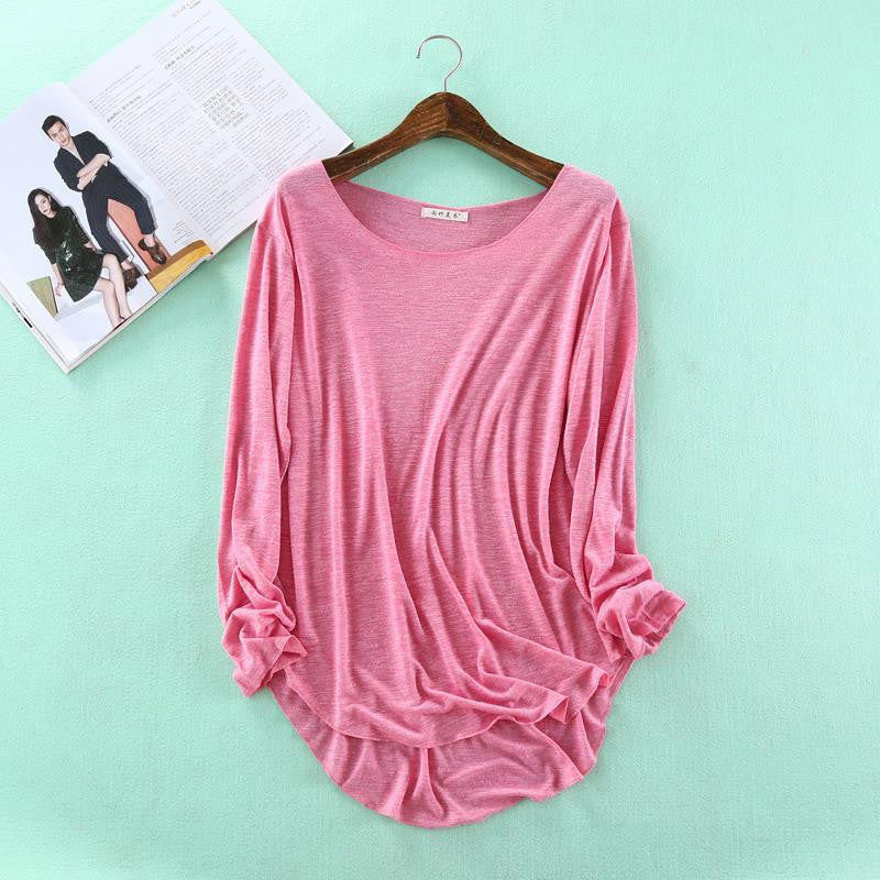 Online discount shop Australia - Fitness New Long Sleeve T Shirt Plus Size Loose Model Women T-shirt Cotton O-neck Slim Fashion Woman Clothes