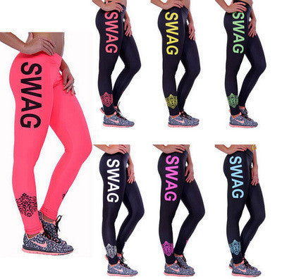 Plus Size Women's Leggings SWAG Letters Leggins Workout Pants Trousers Fitness Modal Women Plus Size Clothing