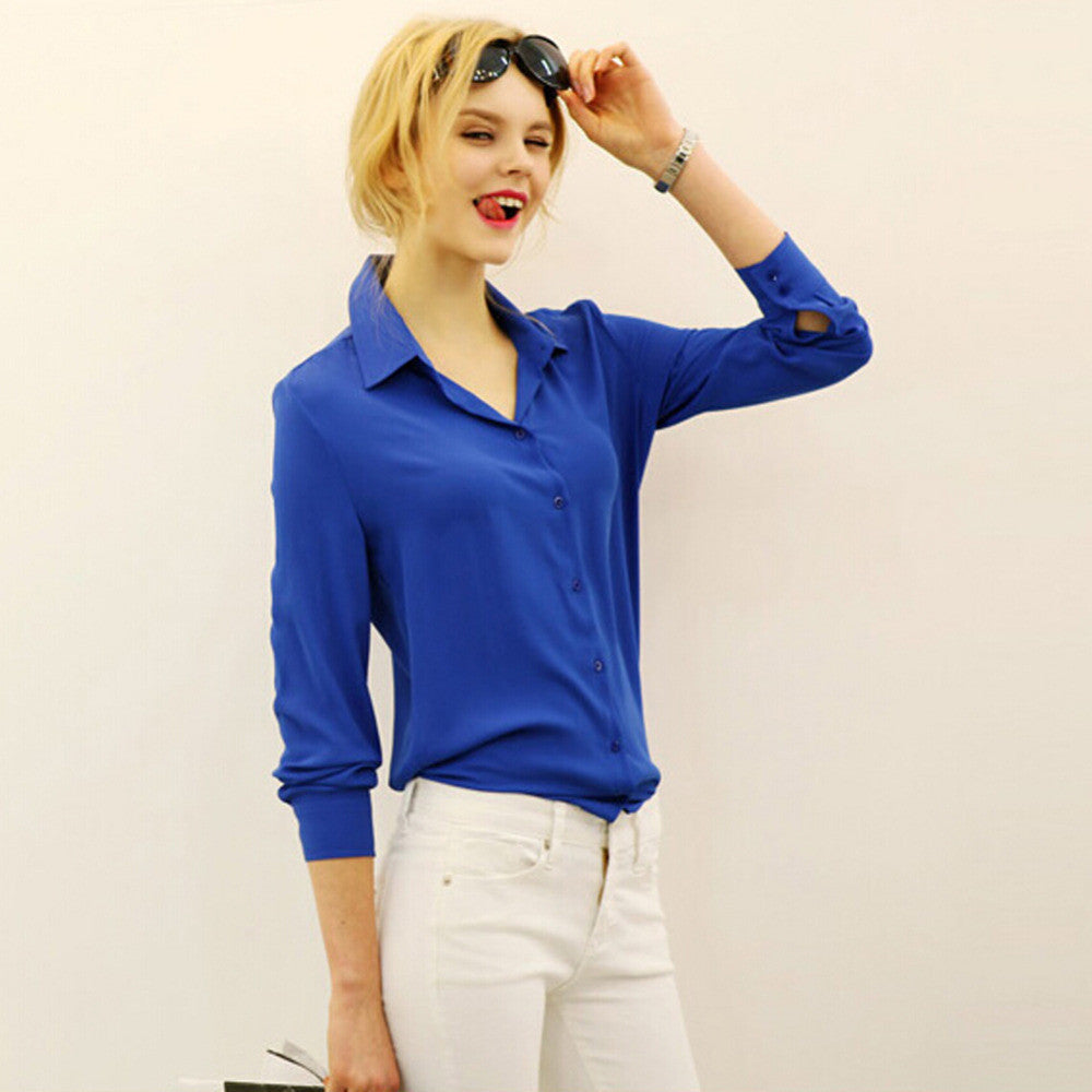 work wear women shirt blouse casual solid elegant ladies chiffon office blouse top fashion summer formal-Dollar Bargains Online Shopping Australia
