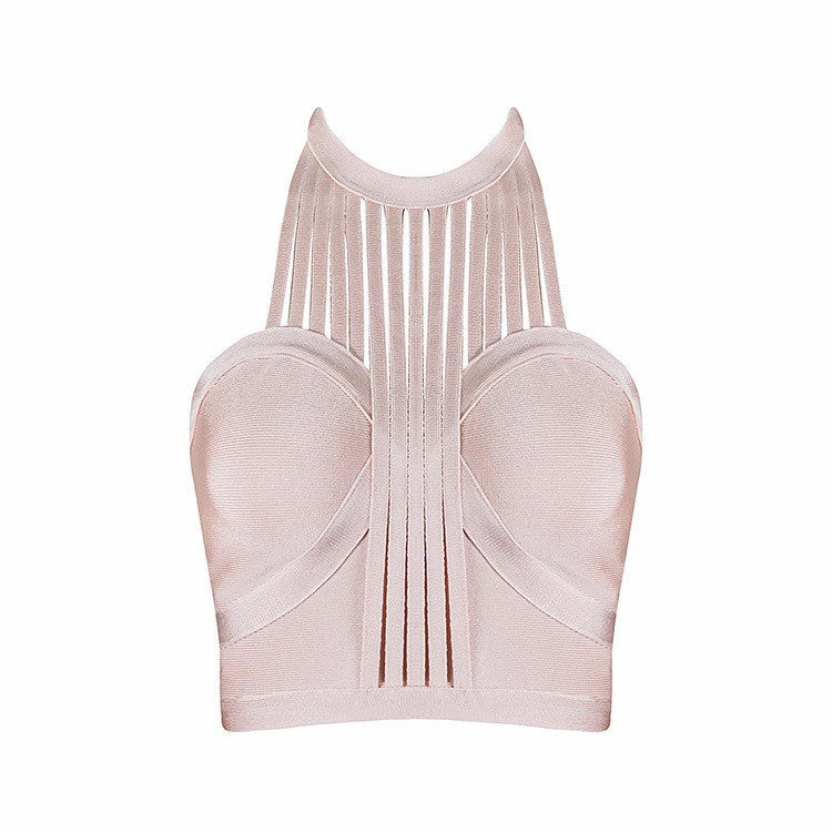 Nude Halter Hollow Out Backless Fashion Knitted Tights HL Bandage Sexy Women's Crop Top-Dollar Bargains Online Shopping Australia