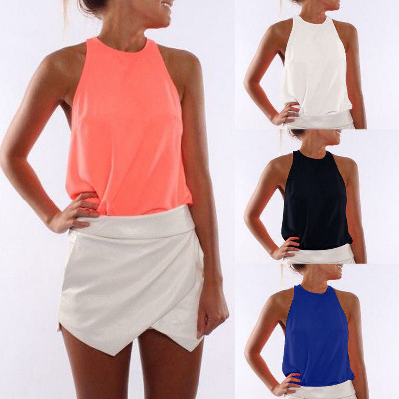 Online discount shop Australia - Fashion Sexy Women Charming S-3XL 4 Color Pick Solid Sleeveless Casual Tank Tops Vest Blouses