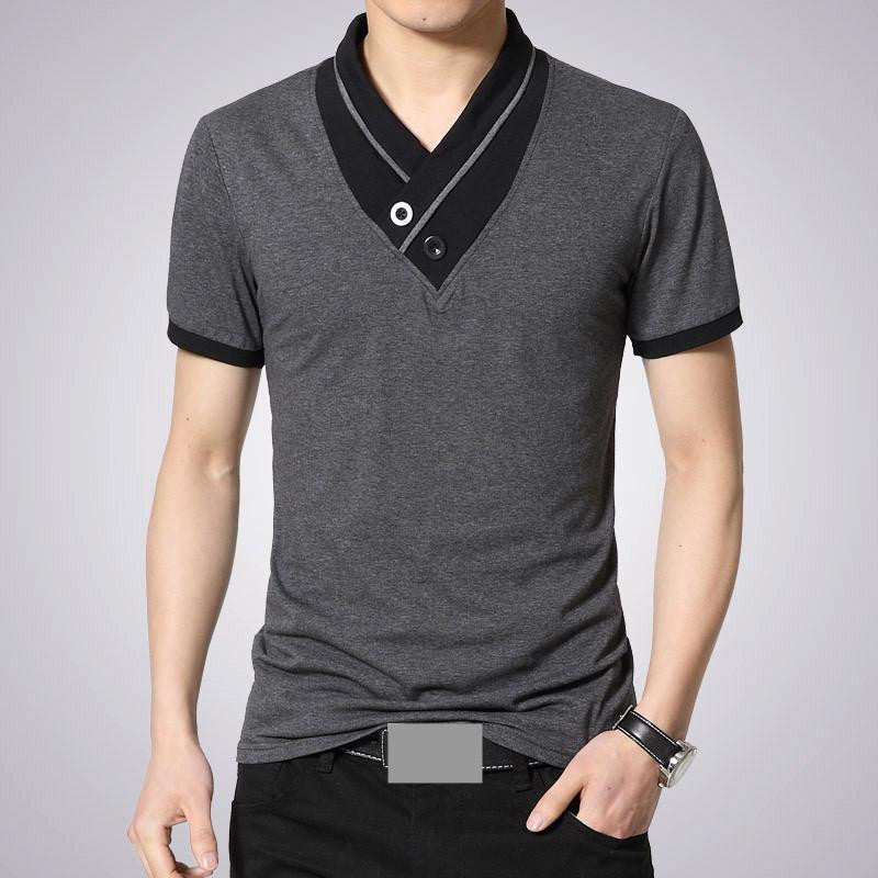 T Shirts Men V Neck T-Shirt Brand Cotton Mens Patchwork tshirt Size Man Tees Tops M40