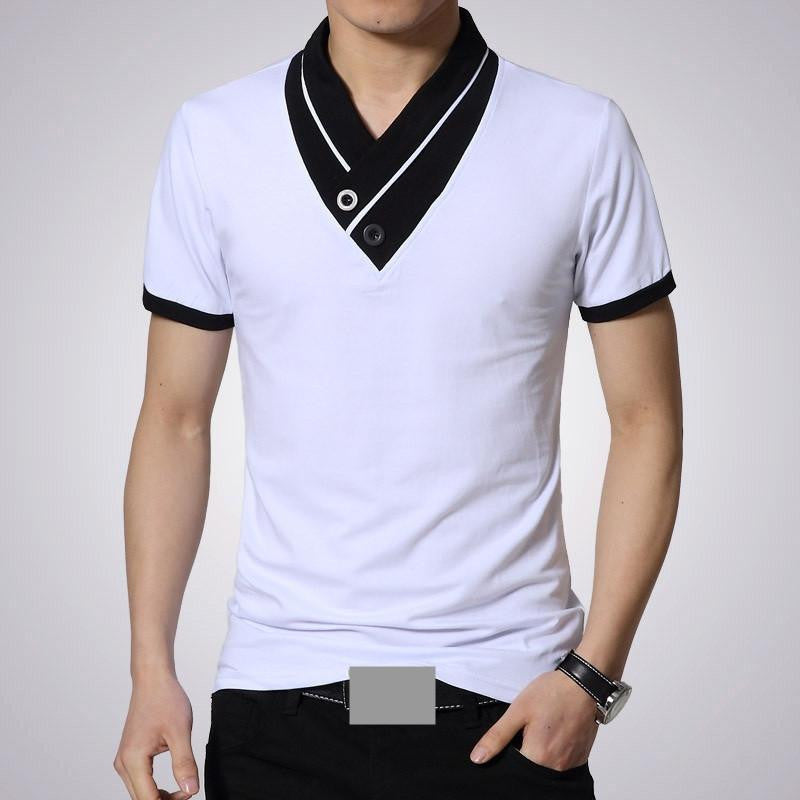 T Shirts Men V Neck T-Shirt Brand Cotton Mens Patchwork tshirt Size Man Tees Tops M40