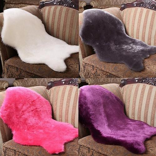 Soft Faux Sheepskin Mat Carpet Pad Anti-Slip Chair Sofa Cover Home Decor