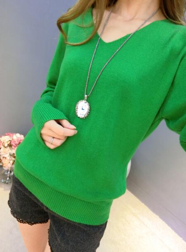 autumn winter cashmere sweaters women fashion sexy v-neck sweater loose 100% wool sweater batwing sleeve plus size pullover
