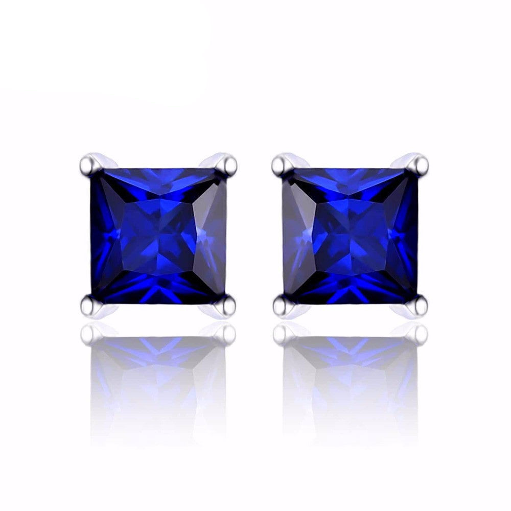Square 0.8ct Created Blue Sapphire 925 Sterling Silver Stud Earrings for Women Fine Jewelry Fashion Earring - CelebritystyleFashion.com.au online clothing shop australia