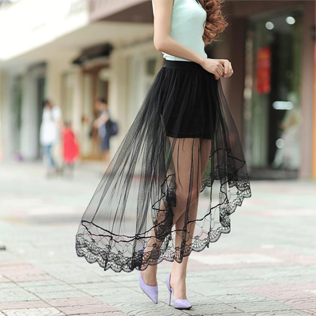 New Summer Women Sexy Lace Skirts Womens Fashion Long Section Skirt Jupe Tulle Black and White Short Skirt - CelebritystyleFashion.com.au online clothing shop australia