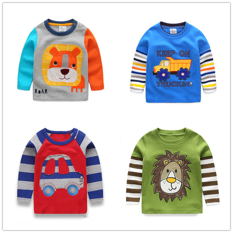 VIDMID 1-6Y Boys T-shirt Kids Tees Baby Boy shirts cardigan blouse jacket Children sweater Long Sleeve 100% Cotton lion cars - CelebritystyleFashion.com.au online clothing shop australia