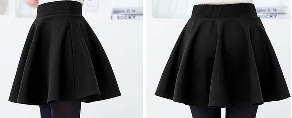 Sexy Women's Stretch High Waist Plain Skater Flared Pleated Casual Cotton Mini short Skirt Fashion - CelebritystyleFashion.com.au online clothing shop australia