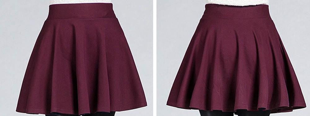 Sexy Women's Stretch High Waist Plain Skater Flared Pleated Casual Cotton Mini short Skirt Fashion - CelebritystyleFashion.com.au online clothing shop australia