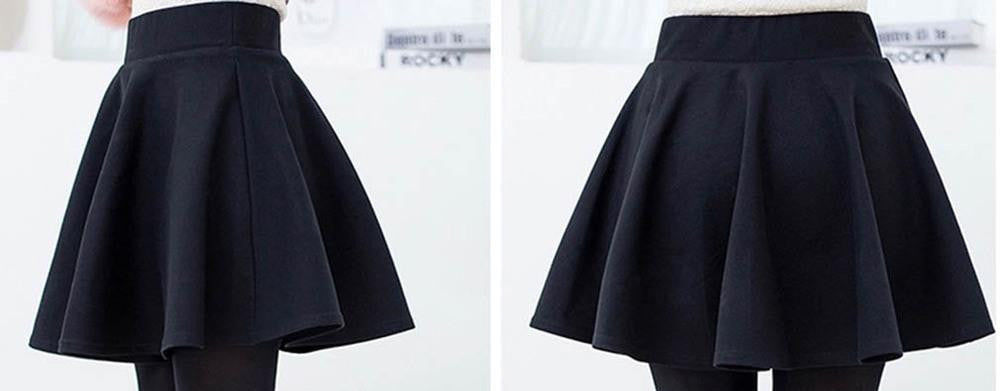 Sexy Women's Stretch High Waist Plain Skater Flared Pleated Casual Cotton Mini short Skirt Fashion - CelebritystyleFashion.com.au online clothing shop australia