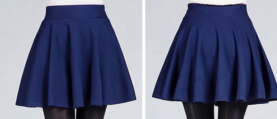 Sexy Women's Stretch High Waist Plain Skater Flared Pleated Casual Cotton Mini short Skirt Fashion - CelebritystyleFashion.com.au online clothing shop australia