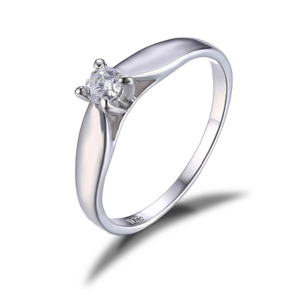 Lovely 0.2ct Cubic Zirconia Engagement Solitaire Ring Genuine 925 Sterling Silver Rhodium Plated Jewelry For Girl - CelebritystyleFashion.com.au online clothing shop australia