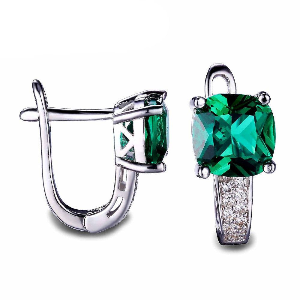Nano Russian Emerald Engagement Wedding Earrings Clip 925 Sterling Silver Jewelry For Women Unique Design Fashion - CelebritystyleFashion.com.au online clothing shop australia