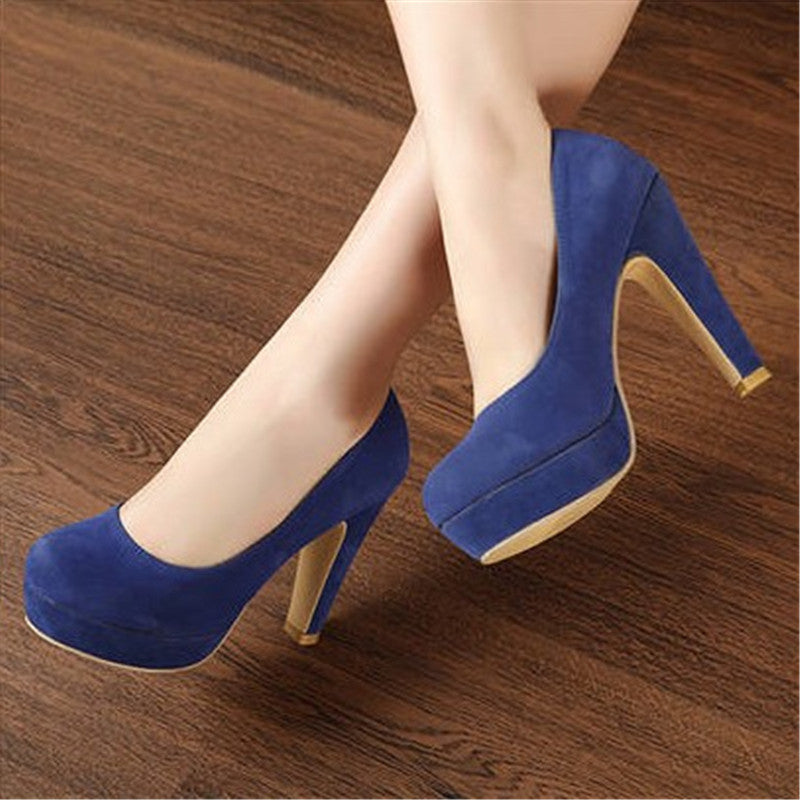 autumn Women's shoes Pumps Single shoes princess shoes round head thick with waterproof suede high heels - CelebritystyleFashion.com.au online clothing shop australia