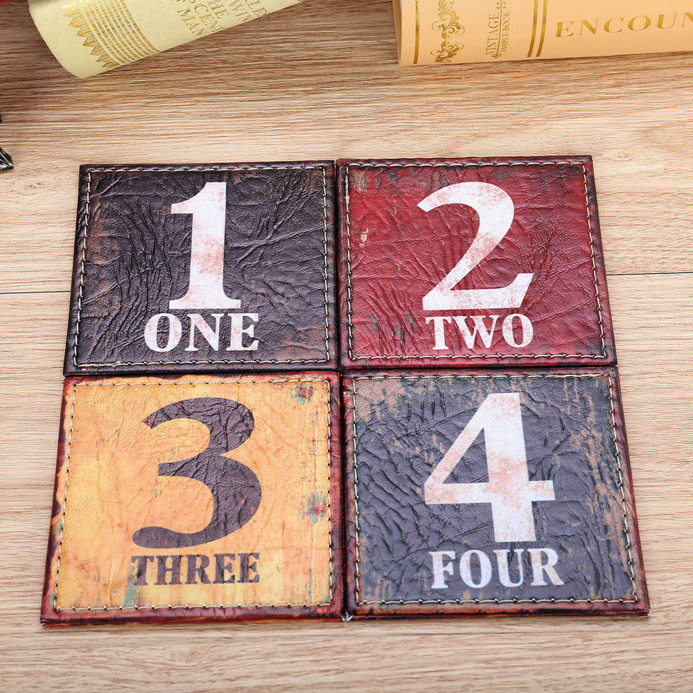 10cmx10cm Retro Numbers Colorful Coaster Cup Holder Drink Placemat Mat Black 1 Red 2 Yellow 3 Green 4