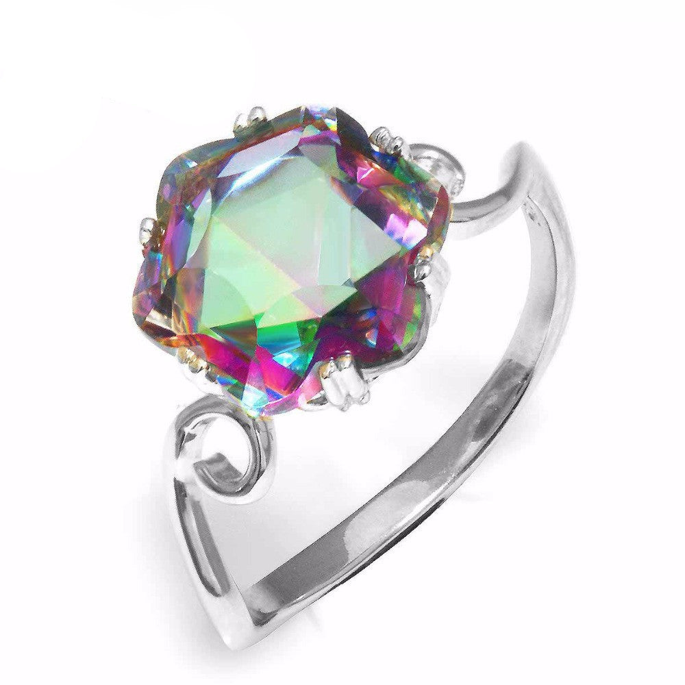 3.2ct Genuine Rainbow Fire Mystic Topaz Ring Solid 925 Sterling Silver Jewelry Best Gift For Women Fine Jewelry - CelebritystyleFashion.com.au online clothing shop australia