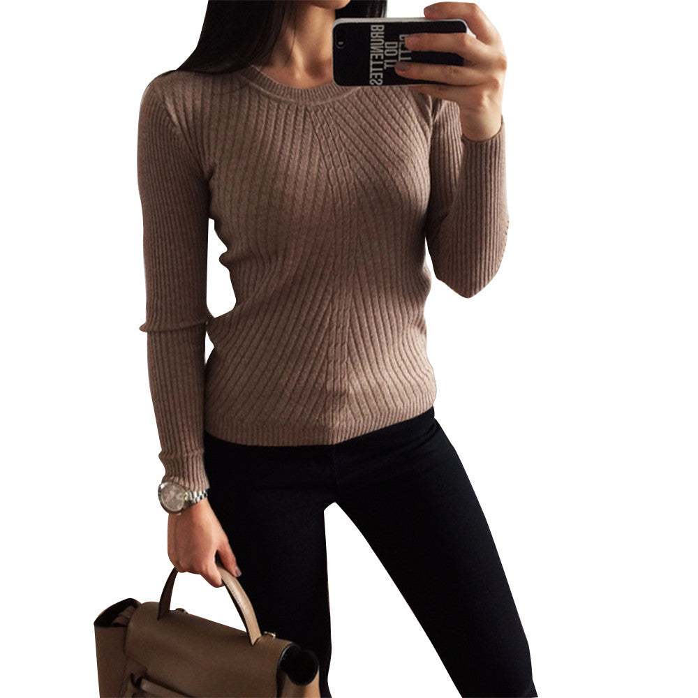 Colorful Apparel Womens Autumn Winter Cashmere Blended Sweater O-Neck Pullovers Long Sleeve Jumpers Women's Knitted Sweaters - CelebritystyleFashion.com.au online clothing shop australia