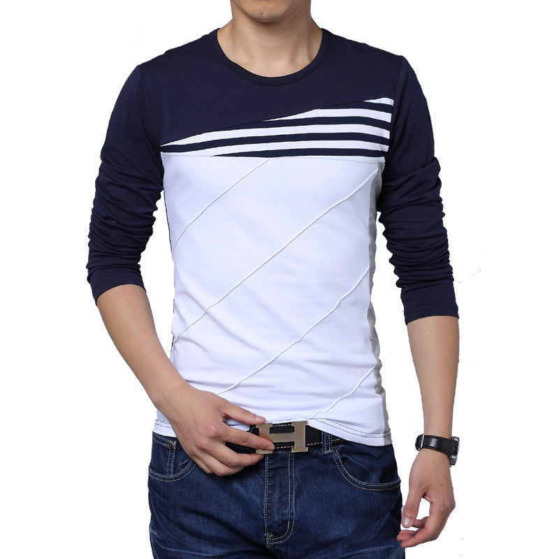 New Fashion Brand O-Neck Trend Long Sleeve T Shirts Men Slim Fit Cotton High-quality Casual Men T-Shirt 4XL 5XL - CelebritystyleFashion.com.au online clothing shop australia