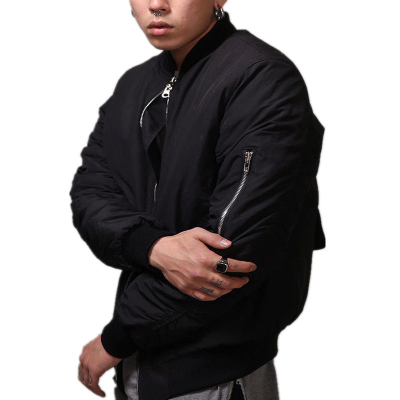 Fashion Mens Military Style Bomber Jacket Black Mens Slim Fit Hip Hop Varsity Baseball Jacket Q1646 - CelebritystyleFashion.com.au online clothing shop australia