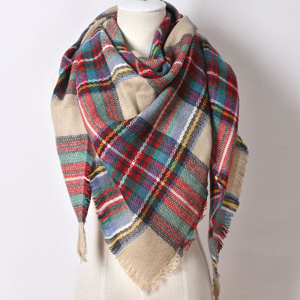 Fashion Brand Designer Cashmere Triangle Pink Scarf Winter Women Shawl Pashmina Cape Blanket Plaid Foulard - CelebritystyleFashion.com.au online clothing shop australia