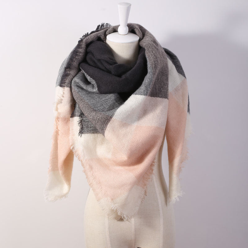 Fashion Brand Designer Cashmere Triangle Pink Scarf Winter Women Shawl Pashmina Cape Blanket Plaid Foulard - CelebritystyleFashion.com.au online clothing shop australia