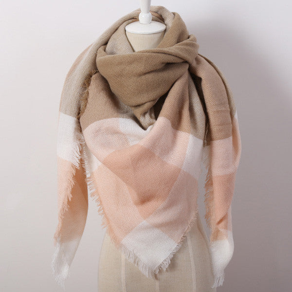 Fashion Brand Designer Cashmere Triangle Pink Scarf Winter Women Shawl Pashmina Cape Blanket Plaid Foulard - CelebritystyleFashion.com.au online clothing shop australia