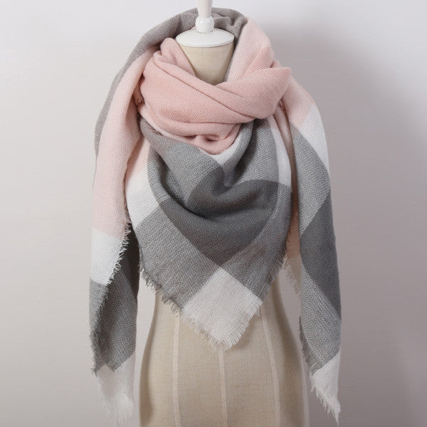 Fashion Brand Designer Cashmere Triangle Pink Scarf Winter Women Shawl Pashmina Cape Blanket Plaid Foulard - CelebritystyleFashion.com.au online clothing shop australia