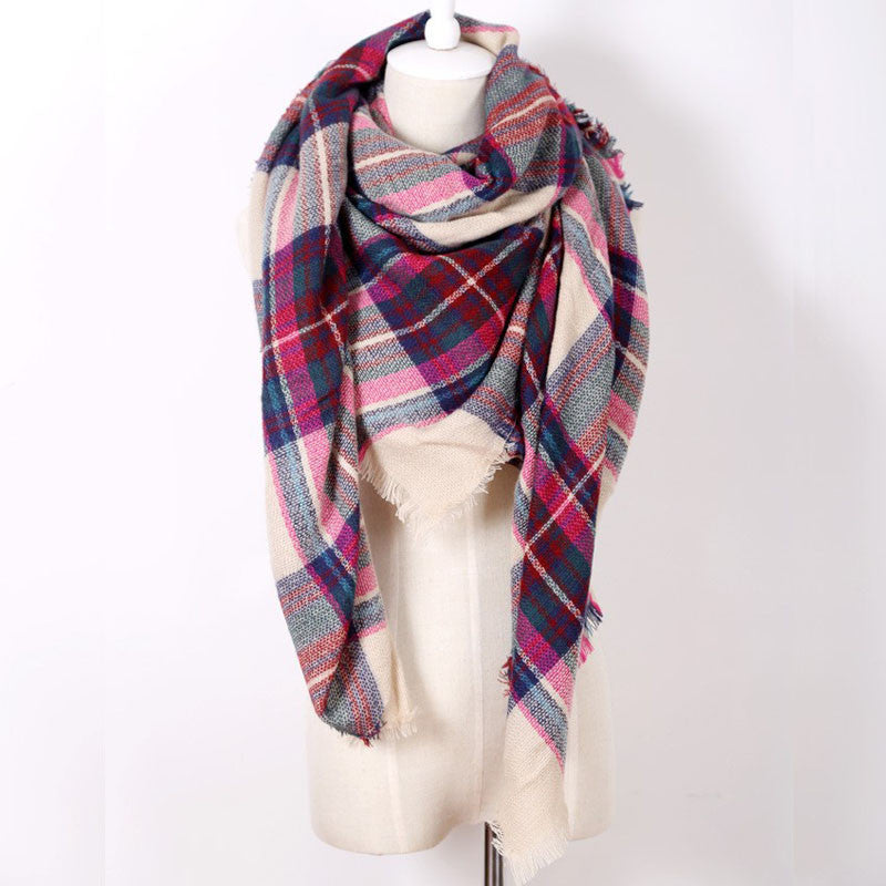 Fashion Brand Designer Cashmere Triangle Pink Scarf Winter Women Shawl Pashmina Cape Blanket Plaid Foulard - CelebritystyleFashion.com.au online clothing shop australia