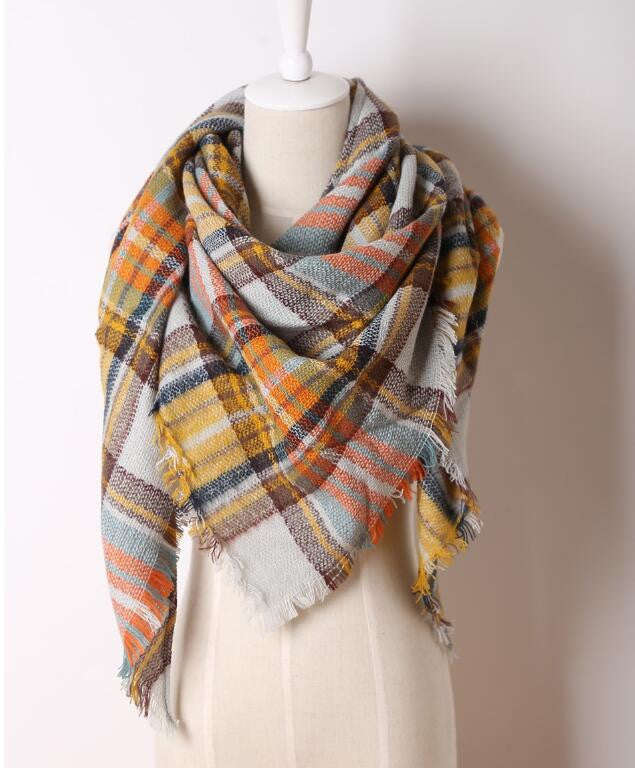 Fashion Brand Designer Cashmere Triangle Pink Scarf Winter Women Shawl Pashmina Cape Blanket Plaid Foulard - CelebritystyleFashion.com.au online clothing shop australia