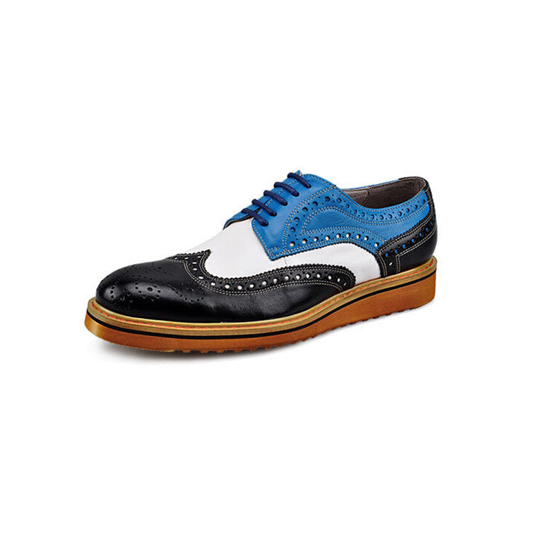 Men's Casual Patent Full Grain Leather Oxfords Fulll Brogue Pointed Toe Fashion Mixed Color Oxford Shoe - CelebritystyleFashion.com.au online clothing shop australia