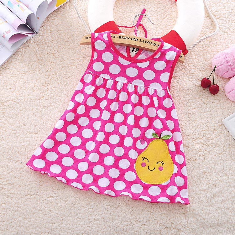 new Cute Baby Girl Dress Cotton Dot Striped Slip Dress pear flower Children Kids Clothing 0-18M dress - CelebritystyleFashion.com.au online clothing shop australia
