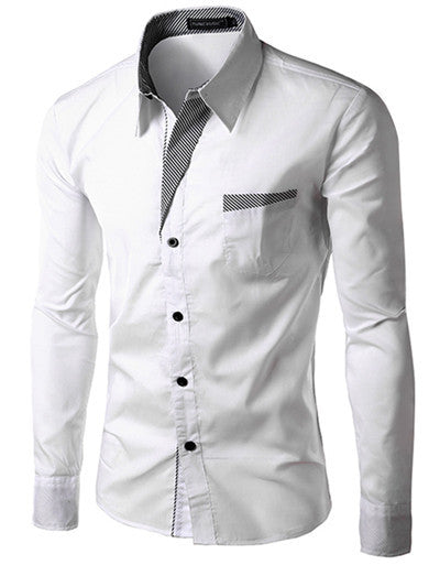 Brand New Mens Formal Business Shirts Casual Slim Long Sleeve Dresse Shirts Camisa Masculina Casual Shirts Asian Size M-4XL 8012 - CelebritystyleFashion.com.au online clothing shop australia