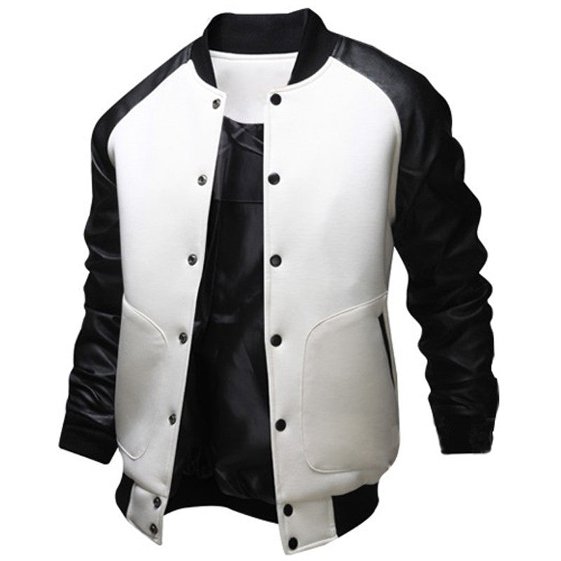 Cool College Baseball Jacket Men Fashion Design Black Pu Leather Sleeve Mens Slim Fit Varsity Jacket Brand Veste Homme Xxl - CelebritystyleFashion.com.au online clothing shop australia