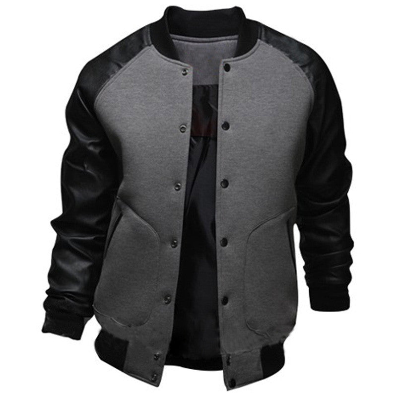 Cool College Baseball Jacket Men Fashion Design Black Pu Leather Sleeve Mens Slim Fit Varsity Jacket Brand Veste Homme Xxl - CelebritystyleFashion.com.au online clothing shop australia