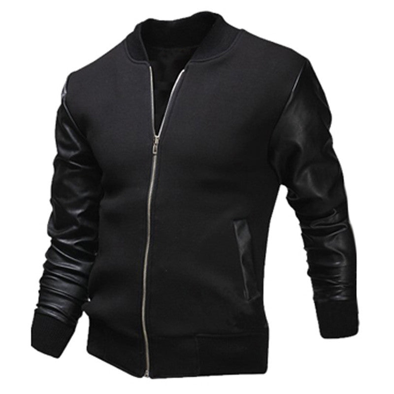 Cool College Baseball Jacket Men Fashion Design Black Pu Leather Sleeve Mens Slim Fit Varsity Jacket Brand Veste Homme Xxl - CelebritystyleFashion.com.au online clothing shop australia