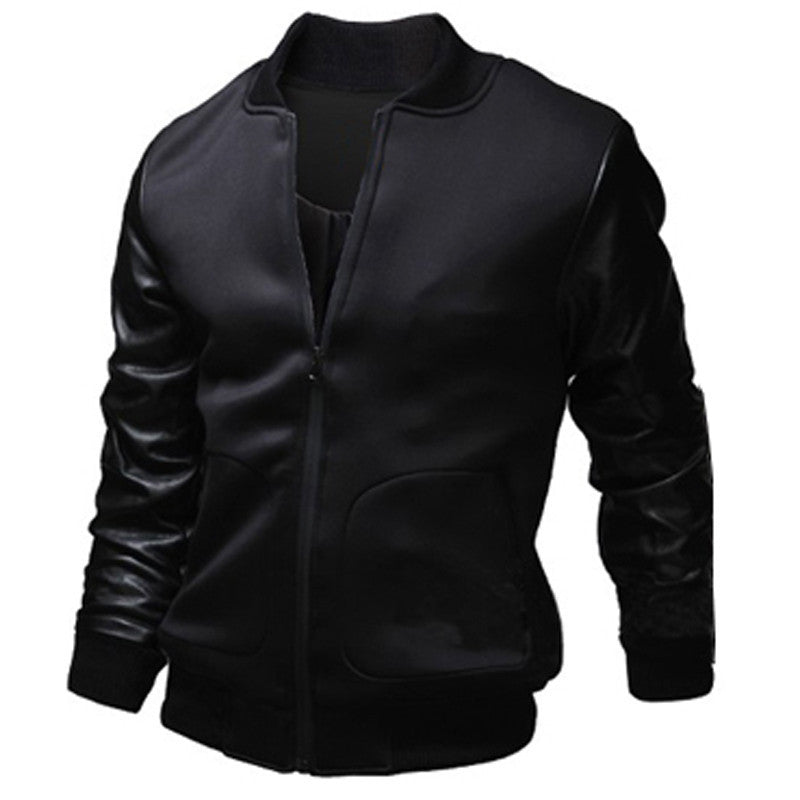 Cool College Baseball Jacket Men Fashion Design Black Pu Leather Sleeve Mens Slim Fit Varsity Jacket Brand Veste Homme Xxl - CelebritystyleFashion.com.au online clothing shop australia