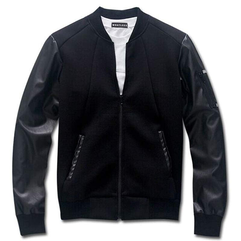 Cool College Baseball Jacket Men Fashion Design Black Pu Leather Sleeve Mens Slim Fit Varsity Jacket Brand Veste Homme Xxl - CelebritystyleFashion.com.au online clothing shop australia