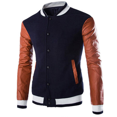 Cool College Baseball Jacket Men Fashion Design Black Pu Leather Sleeve Mens Slim Fit Varsity Jacket Brand Veste Homme Xxl - CelebritystyleFashion.com.au online clothing shop australia
