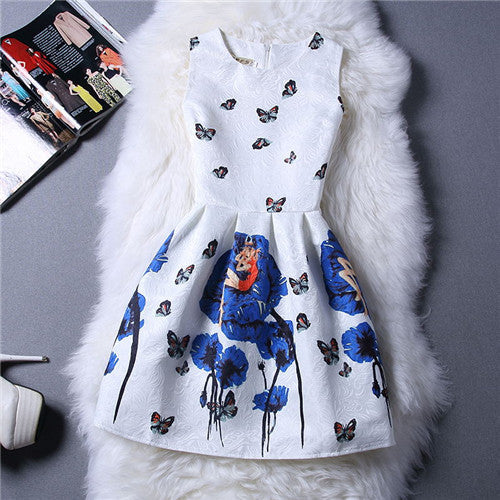 Cartoon Castle Summer Sleeveless Girls Print Dress Knee Length Princess A-Line Dress Clothes For Kids 6 to 12 years Old Kids - CelebritystyleFashion.com.au online clothing shop australia