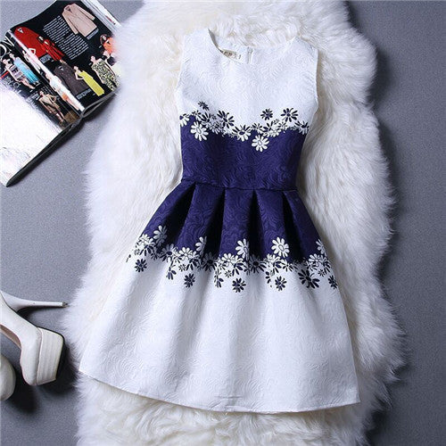Cartoon Castle Summer Sleeveless Girls Print Dress Knee Length Princess A-Line Dress Clothes For Kids 6 to 12 years Old Kids - CelebritystyleFashion.com.au online clothing shop australia