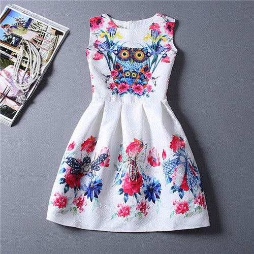 Cartoon Castle Summer Sleeveless Girls Print Dress Knee Length Princess A-Line Dress Clothes For Kids 6 to 12 years Old Kids - CelebritystyleFashion.com.au online clothing shop australia